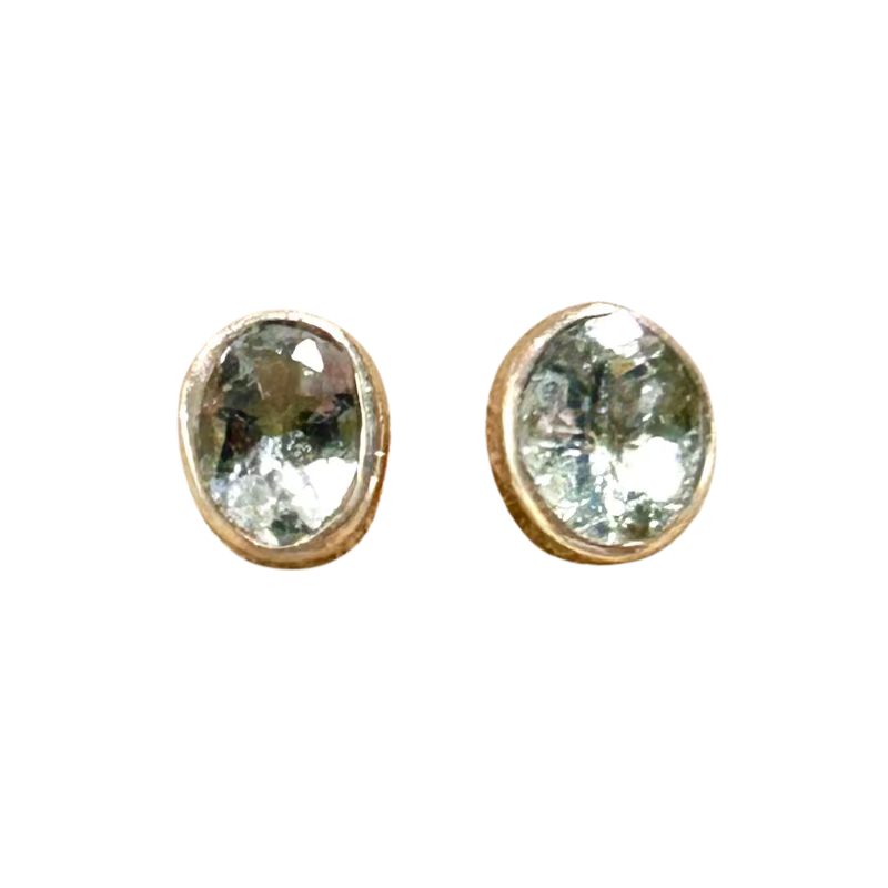 Aquamarine Faceted Stud Earrings