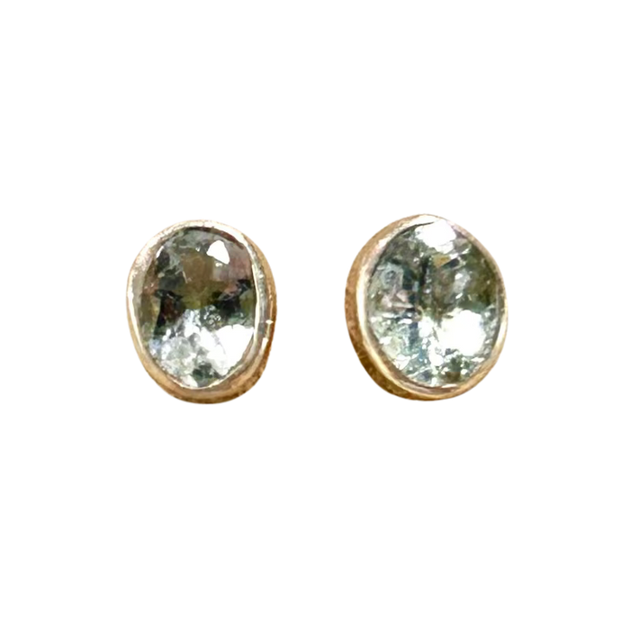 Aquamarine Faceted Stud Earrings