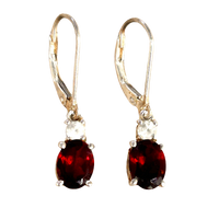Garnet and White Topaz Dangle Earrings