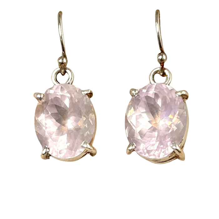 Rose Quartz Faceted Dangle Earrings