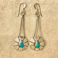 Turquoise And Sterling Silver Artisan Dangle Earring