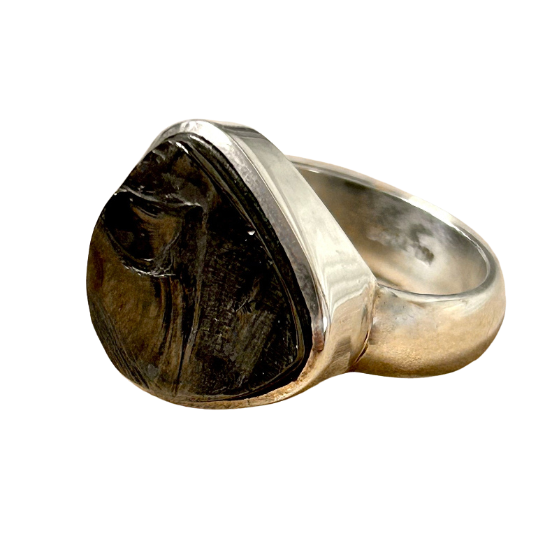 Shungite and Sterling Silver Ring (size 8)