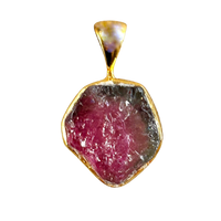 Watermelon Tourmaline and Gold Vermeil Pendant