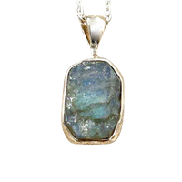 Labradorite (Rough) and Sterling Silver Pendant on Chain