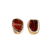 Garnet (Red) Bezel Stud Earrings