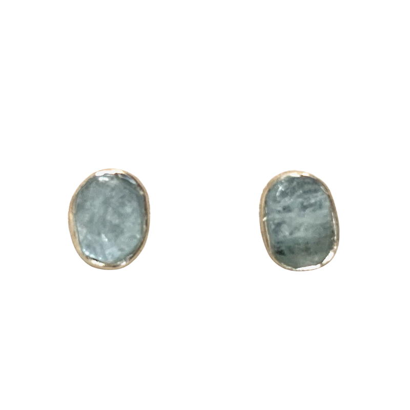 Aquamarine Bezel-Set Post Earrings