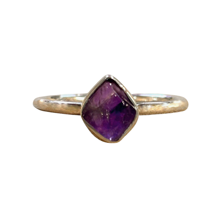 Amethyst (Rough) Sterling Silver Stacker Ring