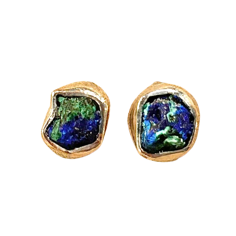 Azurite and Malachite Stud Earrings