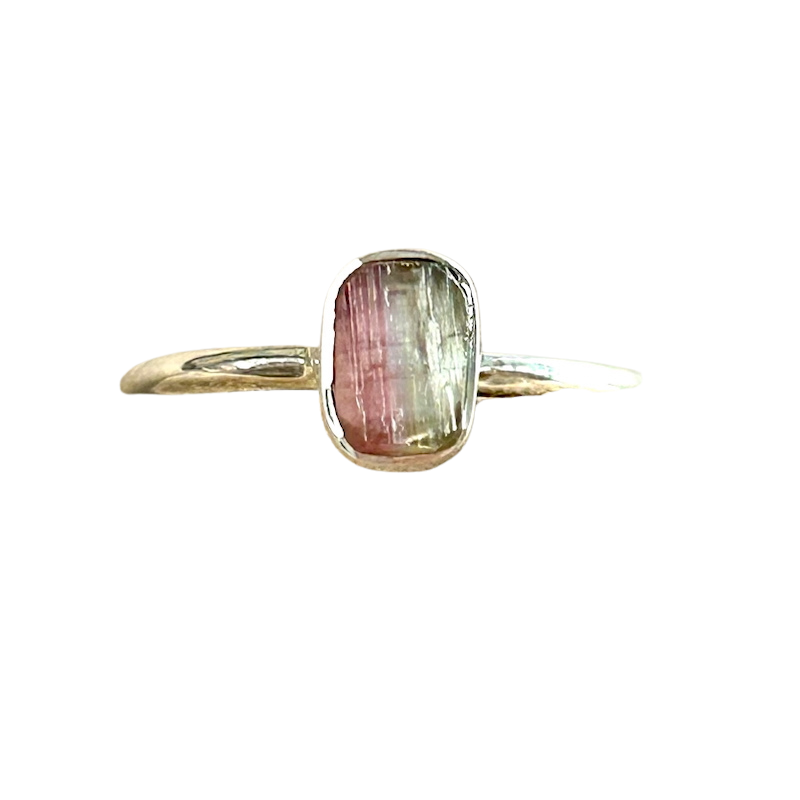 Watermelon Tourmaline (Rough) Stacker Ring