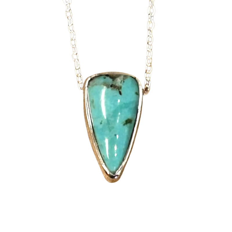 Turquoise and Sterling Silver Pendant and Chain