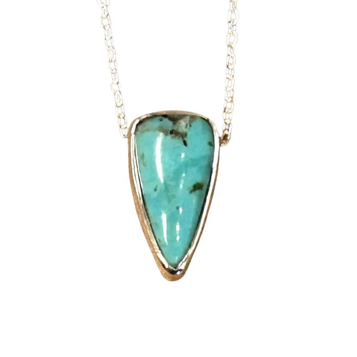 Turquoise and Sterling Silver Pendant and Chain