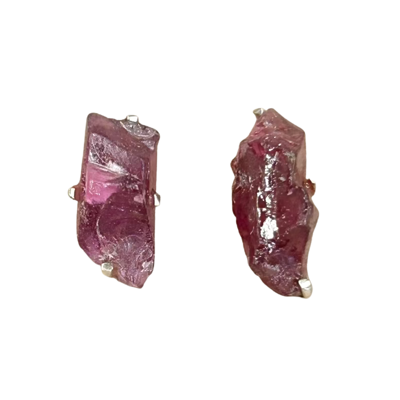 Garnet (Purple Rough) Stud Earrings