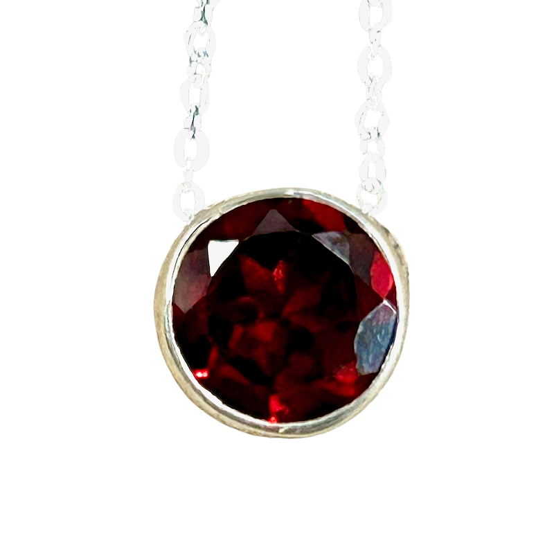 Garnet and Sterling Silver Slide Necklace