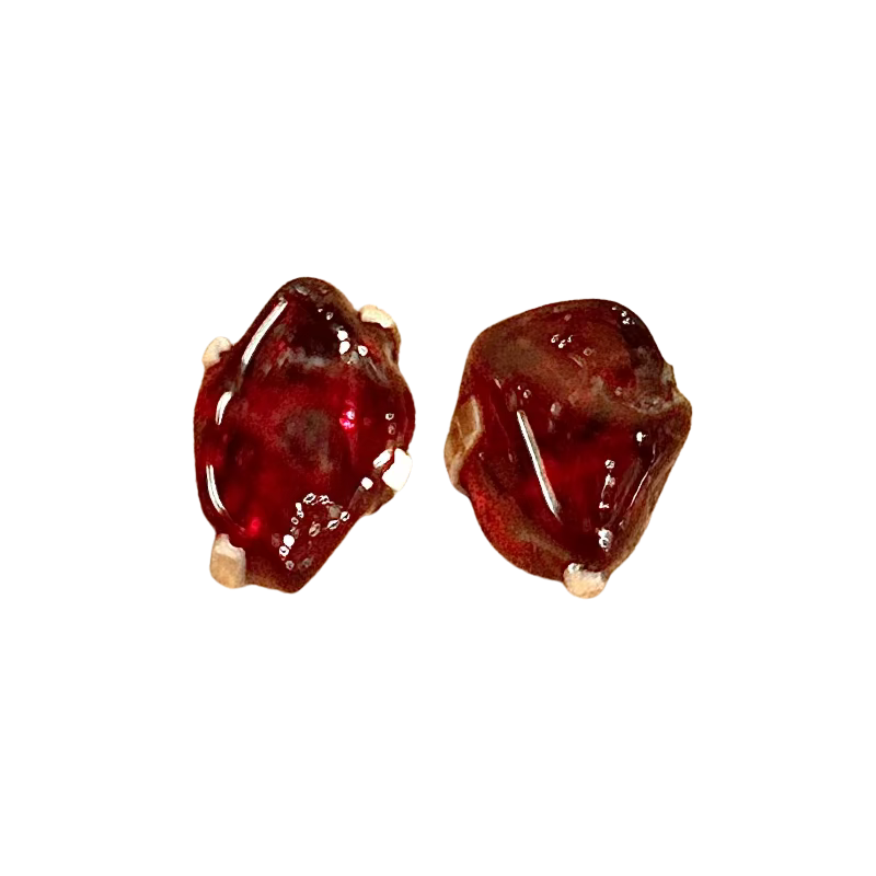 Garnet (Red Rough) Stud Earrings
