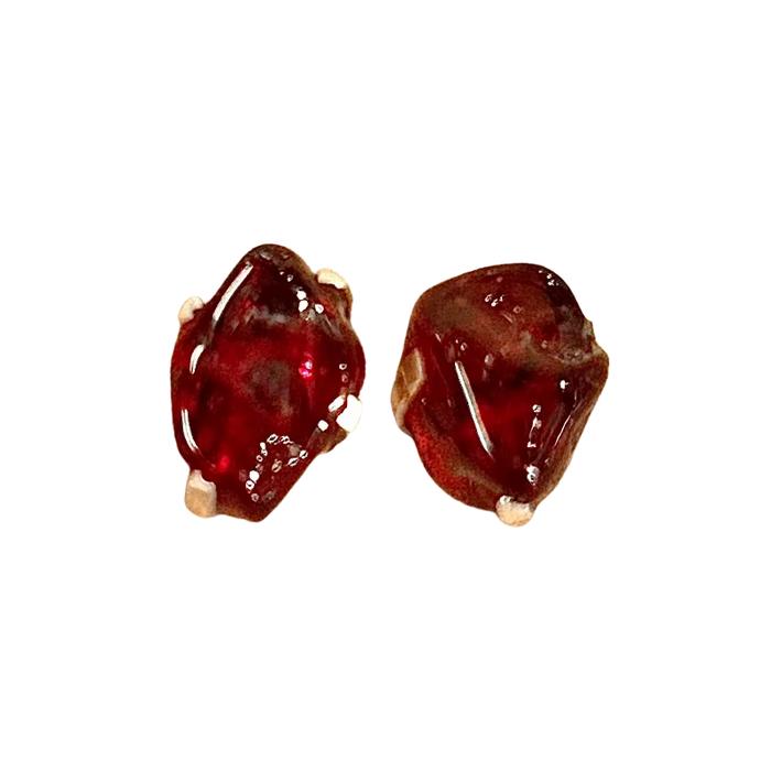Garnet (Red Rough) Stud Earrings