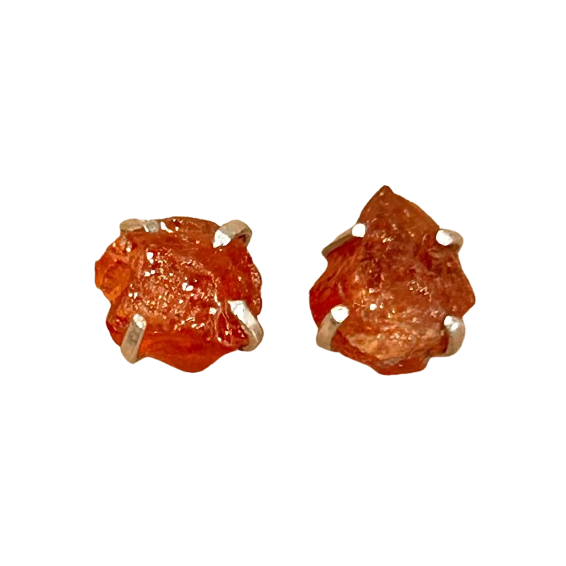 Garnet (Orange Rough) Stud Post Earrings