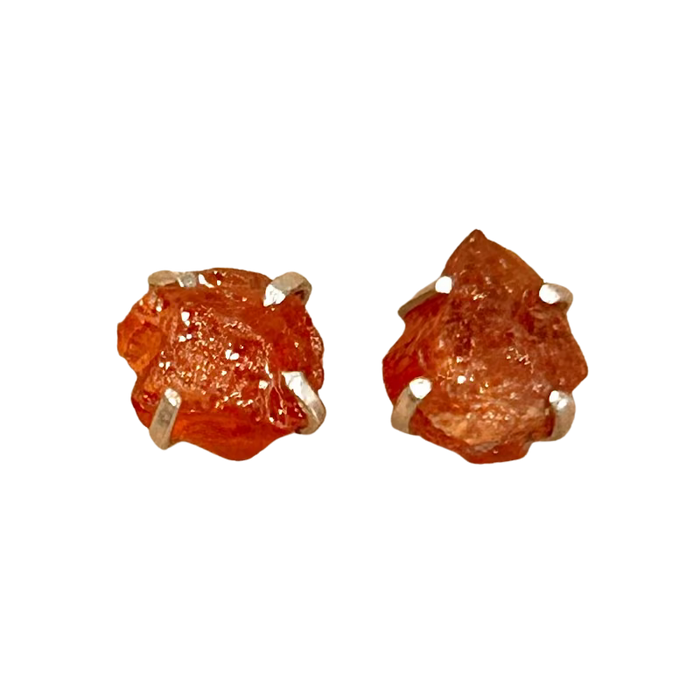 Garnet (Orange Rough) Stud Post Earrings