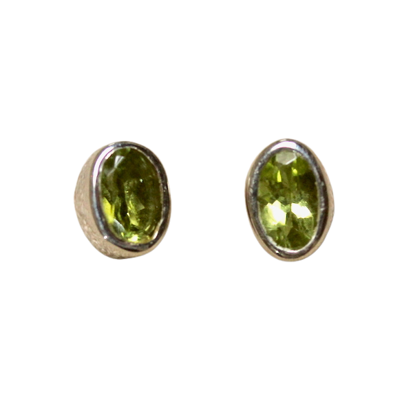 Tourmaline Olive-Green Oval Faceted Post Earrings
