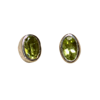 Tourmaline Olive-Green Oval Faceted Post Earrings