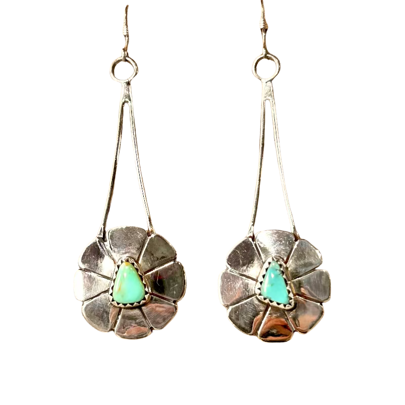 Turquoise And Sterling Silver Artisan Dangle Earring