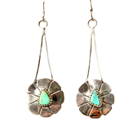 Turquoise And Sterling Silver Artisan Dangle Earring