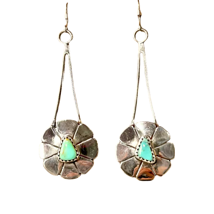 Turquoise And Sterling Silver Artisan Dangle Earring