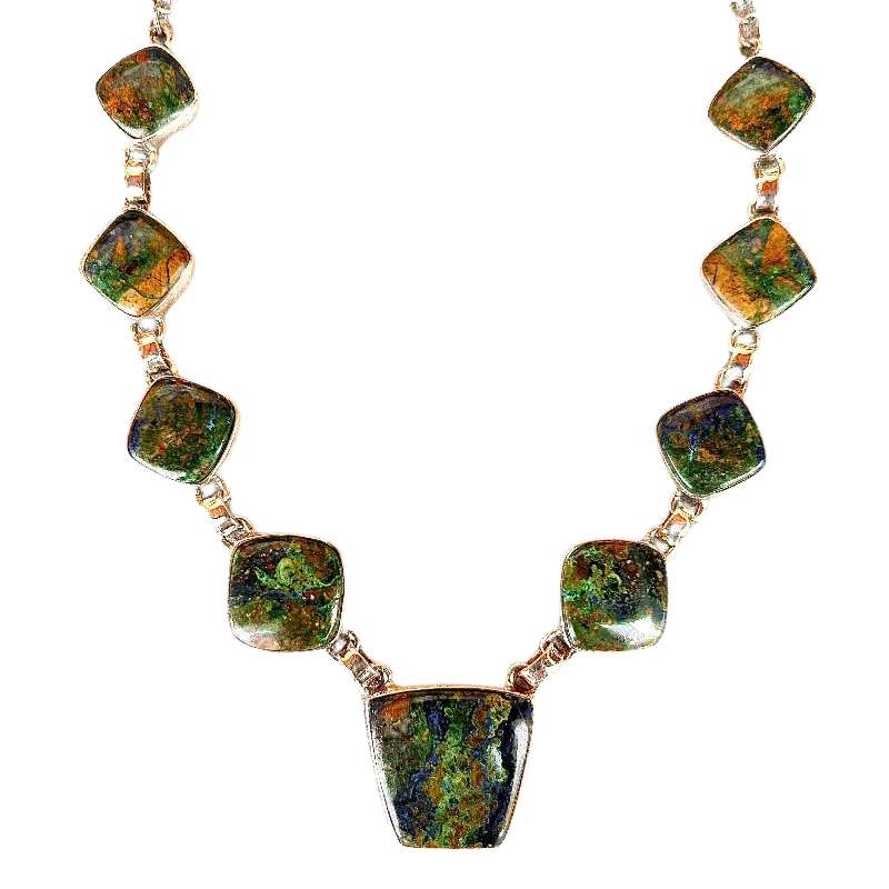 Malachite and Azurite Nine Stone Necklace