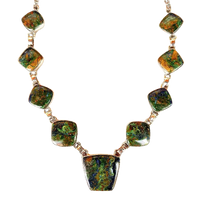 Malachite and Azurite Nine Stone Necklace