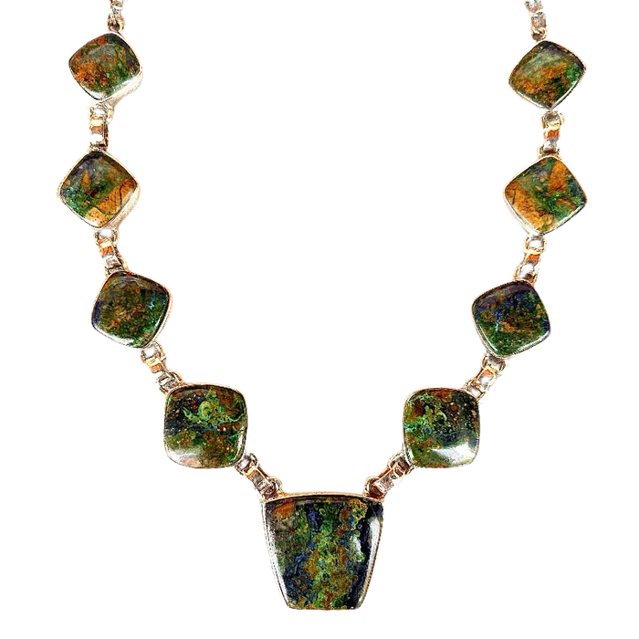 Malachite and Azurite Nine Stone Necklace