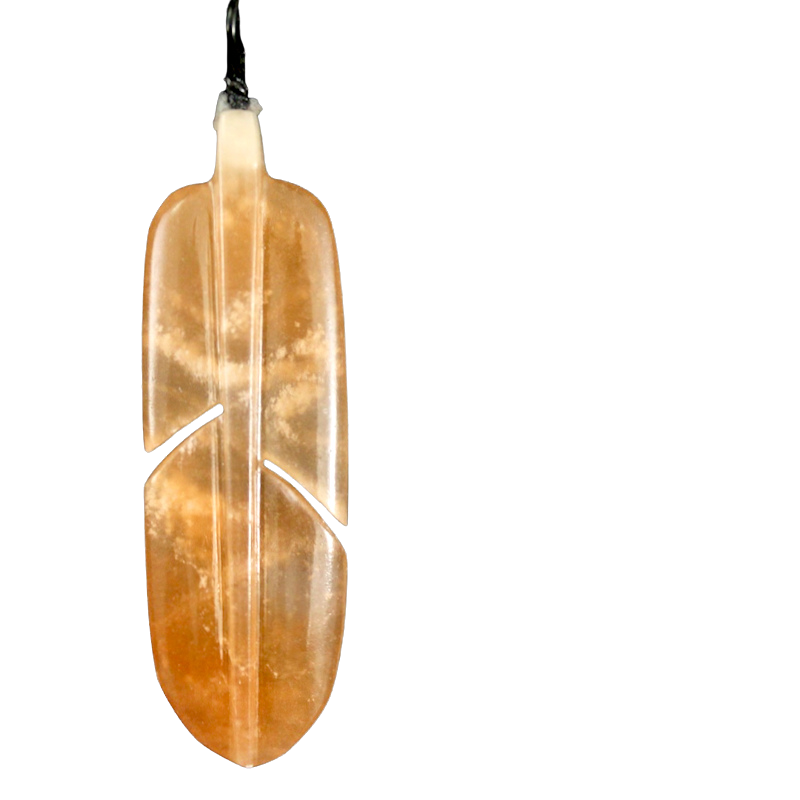 Feather-Shaped Pendant (Orange Calcite)