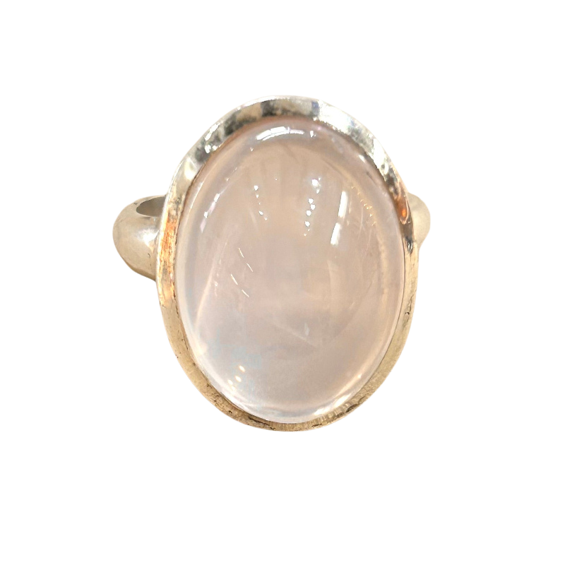 Rose Quartz and Sterling Silver Ring (Size 6.5)