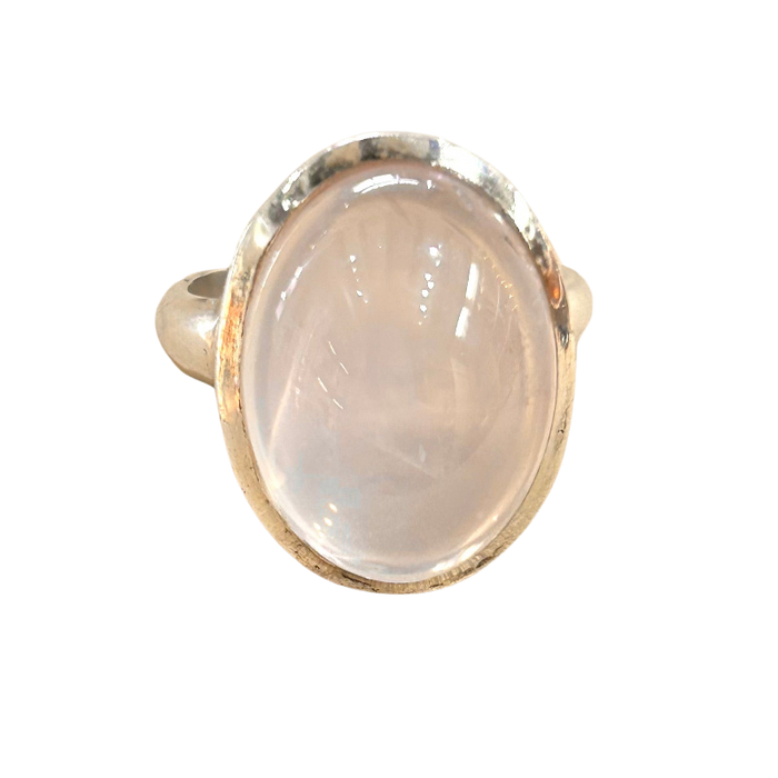 Rose Quartz and Sterling Silver Ring (Size 6.5)