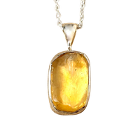 Libyan Desert Glass and Sterling Silver Pendant and Chain