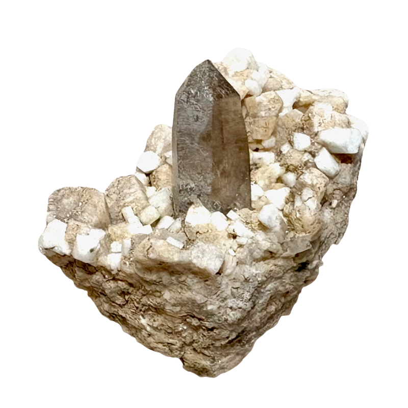 Smoky Quartz on Orthoclase with Albite (Dona Ana Co., New Mexico)