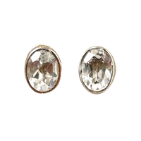 Topaz (White) Faceted Bezel Post Earrings