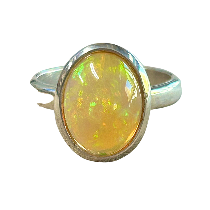 Opal (Ethiopian) and Sterling Silver Ring (Size 8)