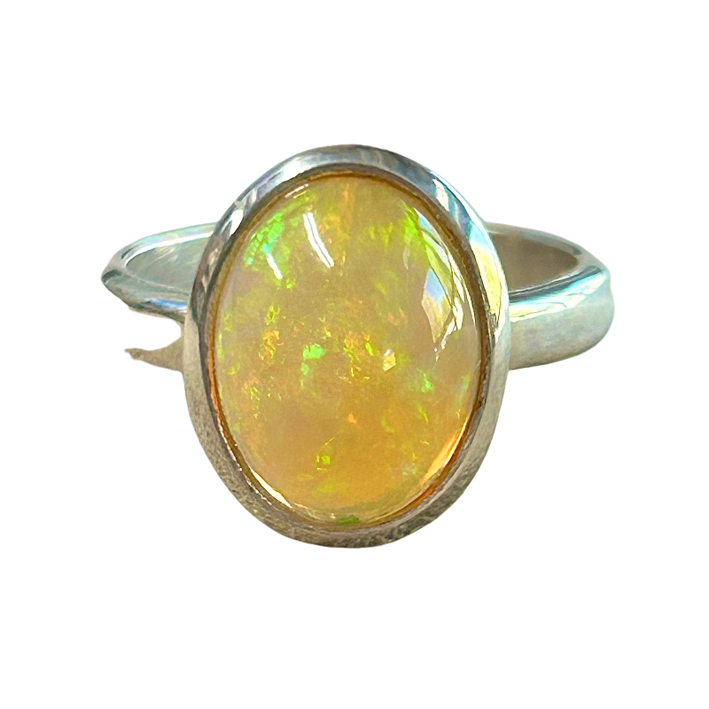 Opal (Ethiopian) and Sterling Silver Ring (Size 8)
