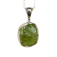 Peridot (Rough) in Sterling Silver Necklace
