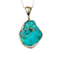 Turquoise (Rough) and Sterling Silver Pendant and Chain