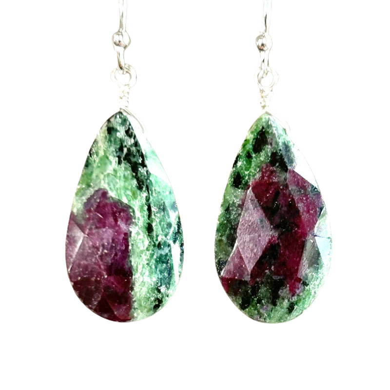 Ruby in Zoisite Dangle Earrings