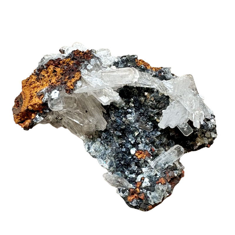 Hemimorphite with Goethite & Adamite (Mexico)