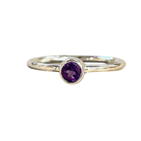 Amethyst (Faceted) Sterling Silver Stacker Ring