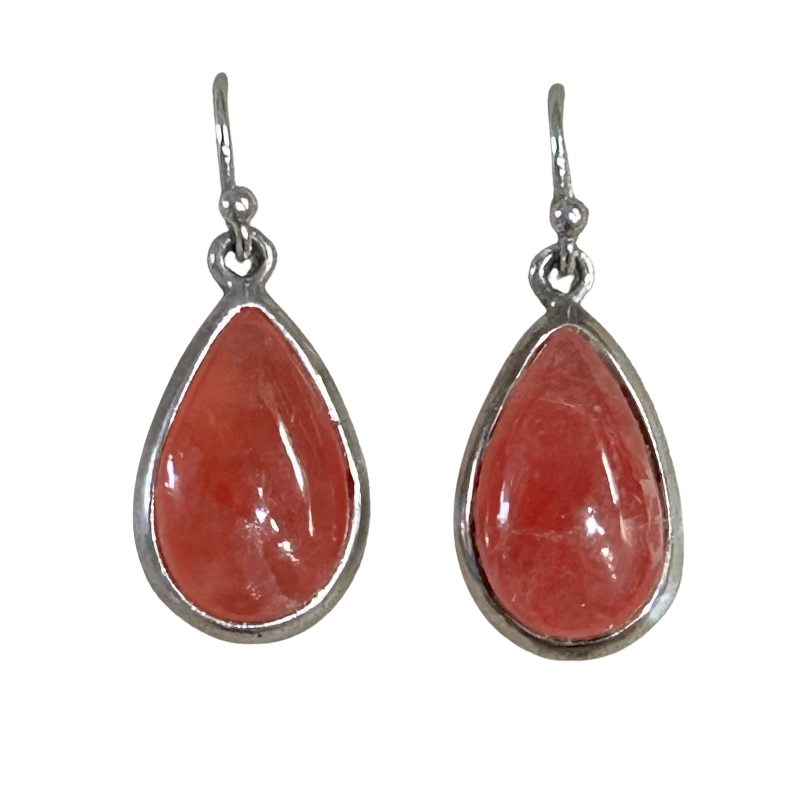Rhodochrosite and Sterling Silver Earrings