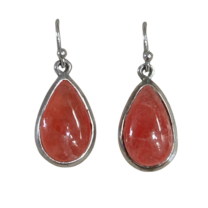 Rhodochrosite and Sterling Silver Earrings