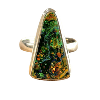 Malachite Azurite and Sterling Silver Ring (Size 8)