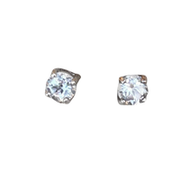 Topaz (White) Faceted Prong Post Earrings