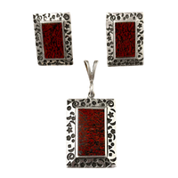 Dino Bone Earrings and Pendant Set