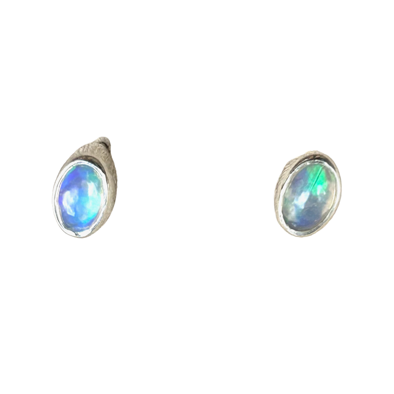 Opal Oval Post Earrings (Bezel-set)