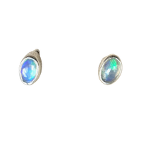 Opal Oval Post Earrings (Bezel-set)