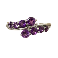 Amethyst Multistone Sterling Silver Ring (size 9)